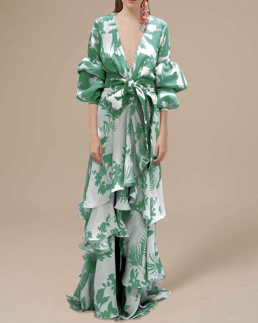 Damen Maxikleid mit Bindegürtel
