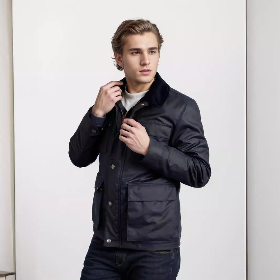 Herren wasserdichte Utilityjacke mit praktischem Stehkragen Aliams