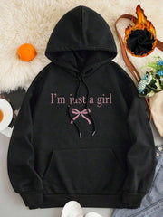 Damen Kapuzenpullover mit modernem Spruch und klassischem Schnitt
