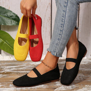 Damen atmungsaktive Ballerinas mit flexiblem Gummi-Obermaterial und verstellbarem Riemen Heidi-Mode