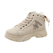 Damen modische High-Top Sneakers mit komfortablem Fleece-Futter und praktischem Reißverschluss