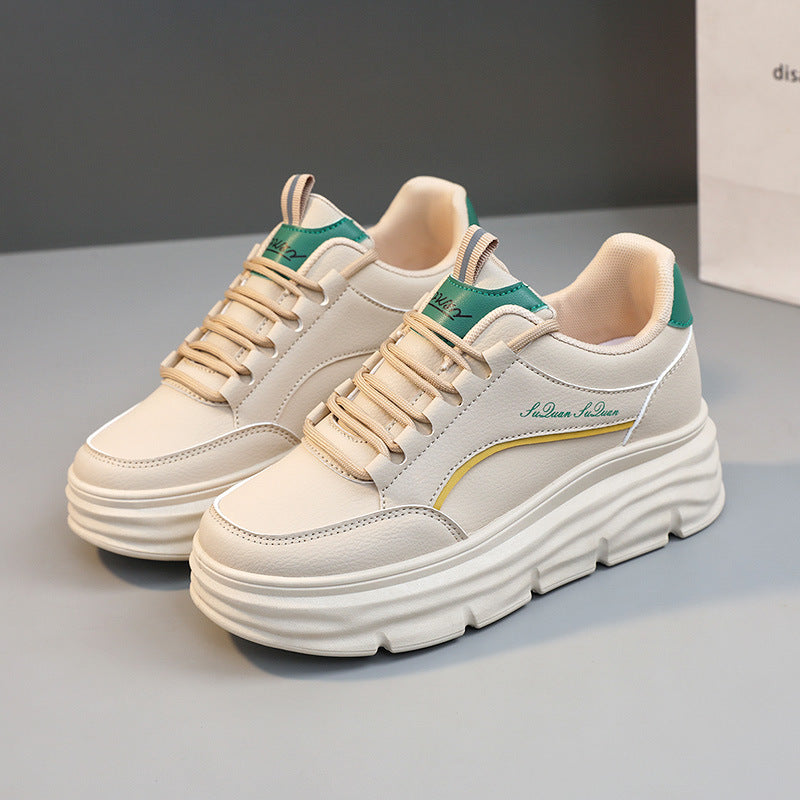 Damen Sportliche Plateau Sneakers mit atmungsaktiver Oberflächenstruktur und dämpfender Laufsohle