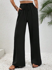 Damen Weite Sommerhose mit elastischem Bund und praktischen Seitentaschen