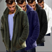 Herren kuschelige Fleecejacke mit praktischer Kapuze und Knopfverschluss Aliams