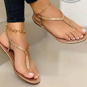 Damen Fußbett Sandalen im eleganten Design mit glitzerndem Zierakzent Heidi-Mode