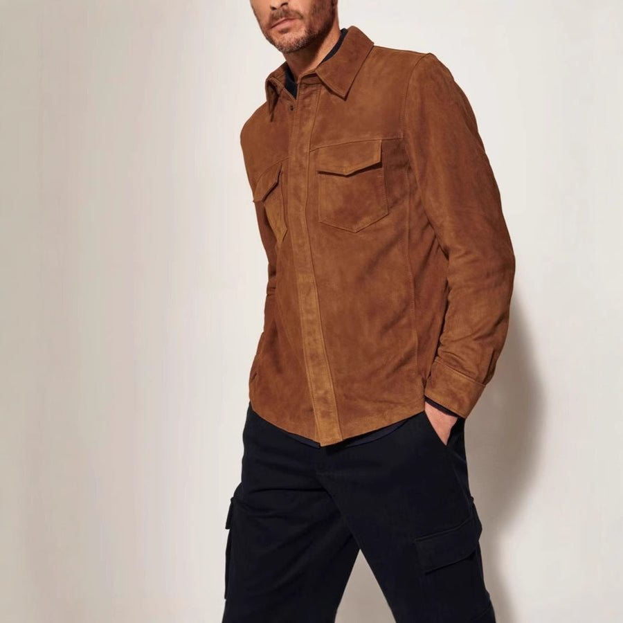 Herren Wildlederjacke mit stilvollen Pattentaschen Aliams