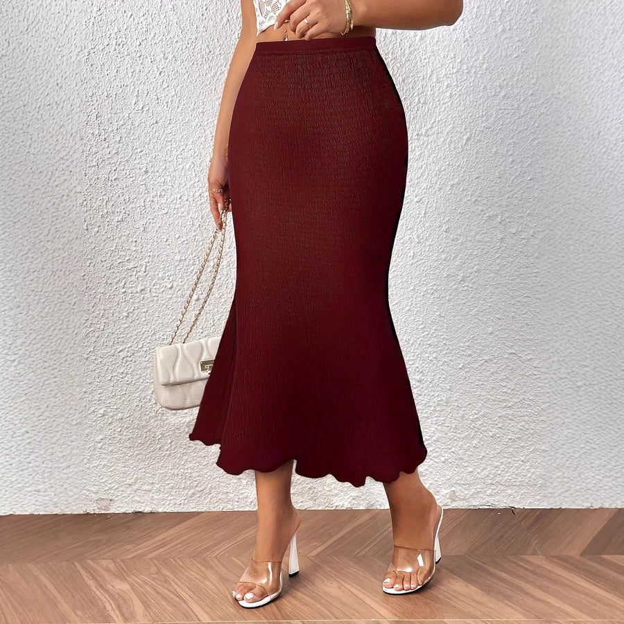 Damen Hochgeschnittener Bleistiftrock – Wellenkante Elegante Passform
