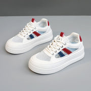 Damen Sportliche Plateau Sneakers mit atmungsaktiver Mesh-Konstruktion und rutschfester Laufsohle