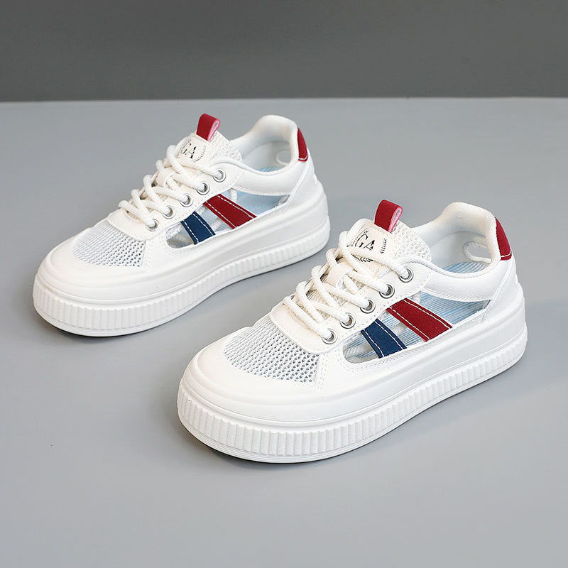 Damen Sportliche Plateau Sneakers mit atmungsaktiver Mesh-Konstruktion und rutschfester Laufsohle