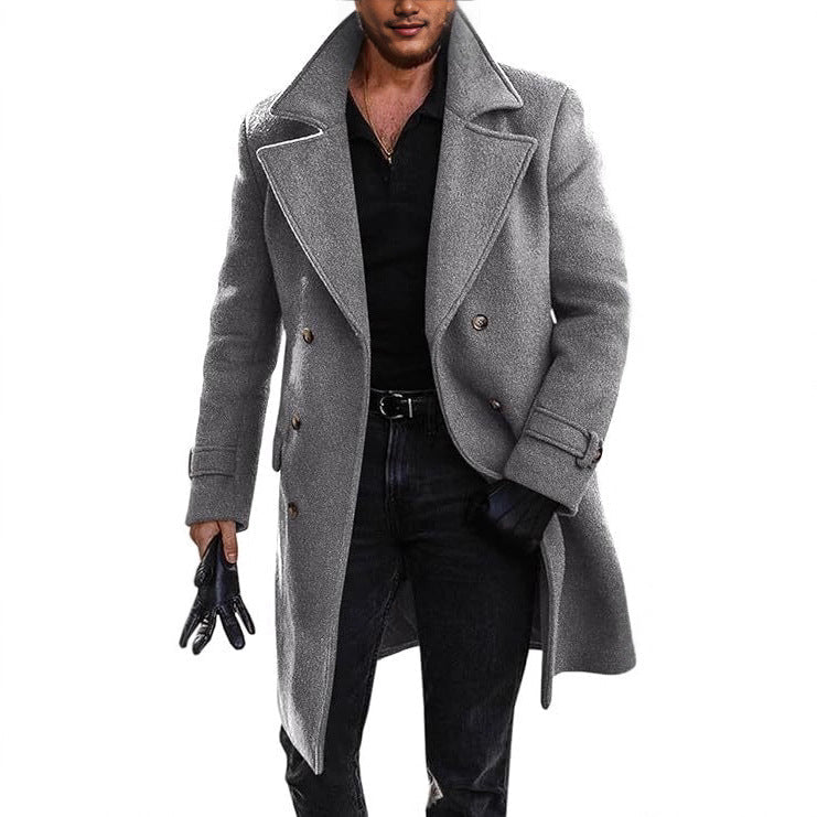 Herren eleganter Langmantel mit doppelter Knopfleiste Aliams