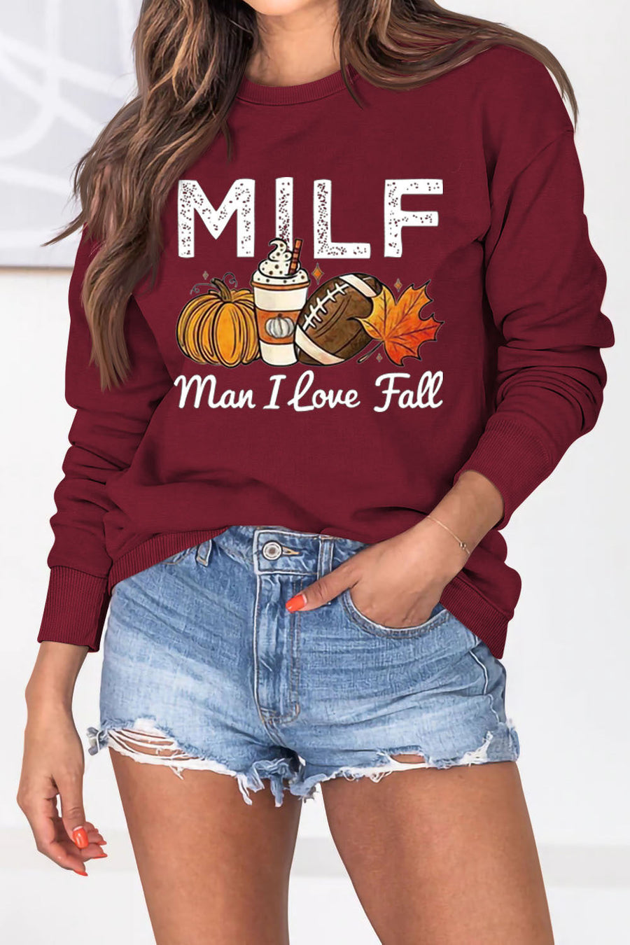 Damen Sweatshirt mit herbstlichem Essenzen-Motiv und inspirierendem Schriftzug