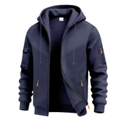 Herren nan technische Zip-Hoodiejacke mit wasserabweisenden Reißverschlusstaschen, Kapuze und verstärkten Ärmelpaspeln Drune