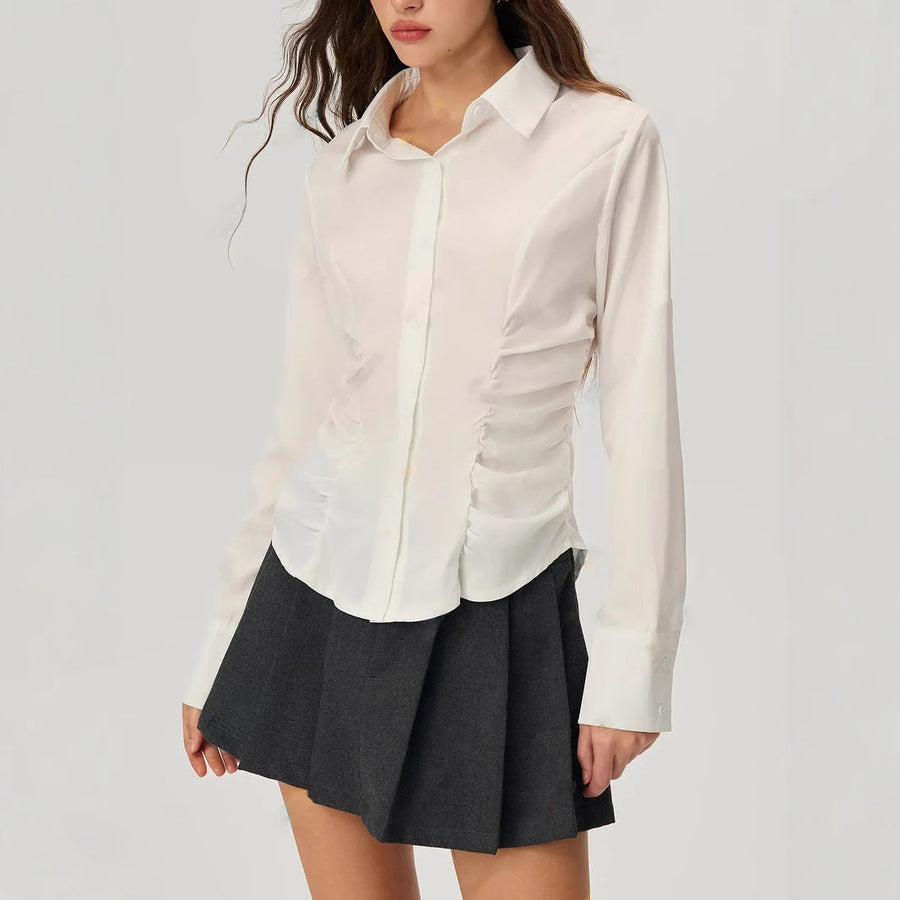 Damen elegante Bluse mit Rüschendetails