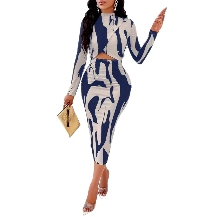 Damen figurbetontes Midi-Kleid mit Cut-Out-Details und langem Arm