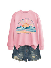 Damen Sweatshirt mit inspirierendem Sonnenaufgangsdesign und lässigem Schnitt
