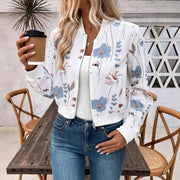 Damen Bomberjacke mit floralen Mustern und elastischem Abschluss