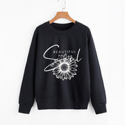Damen Sweatshirt mit floralem Motiv und inspirierendem Schriftzug