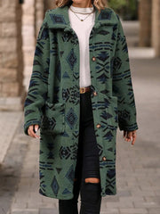 Damen Langarmlange Jacke mit geometrischem Muster