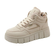 Damen High-Top Sneakers mit kuscheligem Fleece-Innenfutter und trendiger Plateausohle