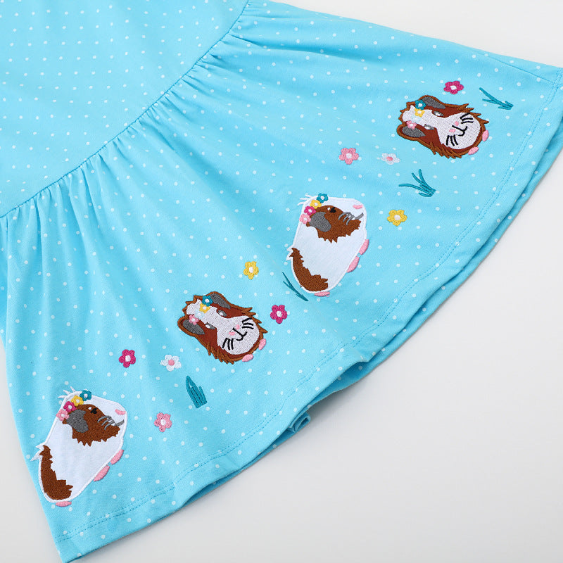 Mädchen Langarmkleid mit fröhlichem Meerschweinchen-Motiv Drune