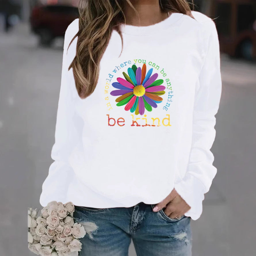 Damen Sweatshirt mit buntem motivierendem Blumen-Design und weicher Innenseite