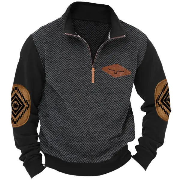 Herren vielseitiger Baumwollpullover mit strukturiertem Kragen Aliams
