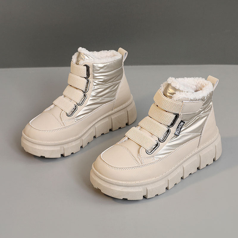 Damen Winterstiefel mit warmem Fleece-Futter und praktischen Klettverschlüssen