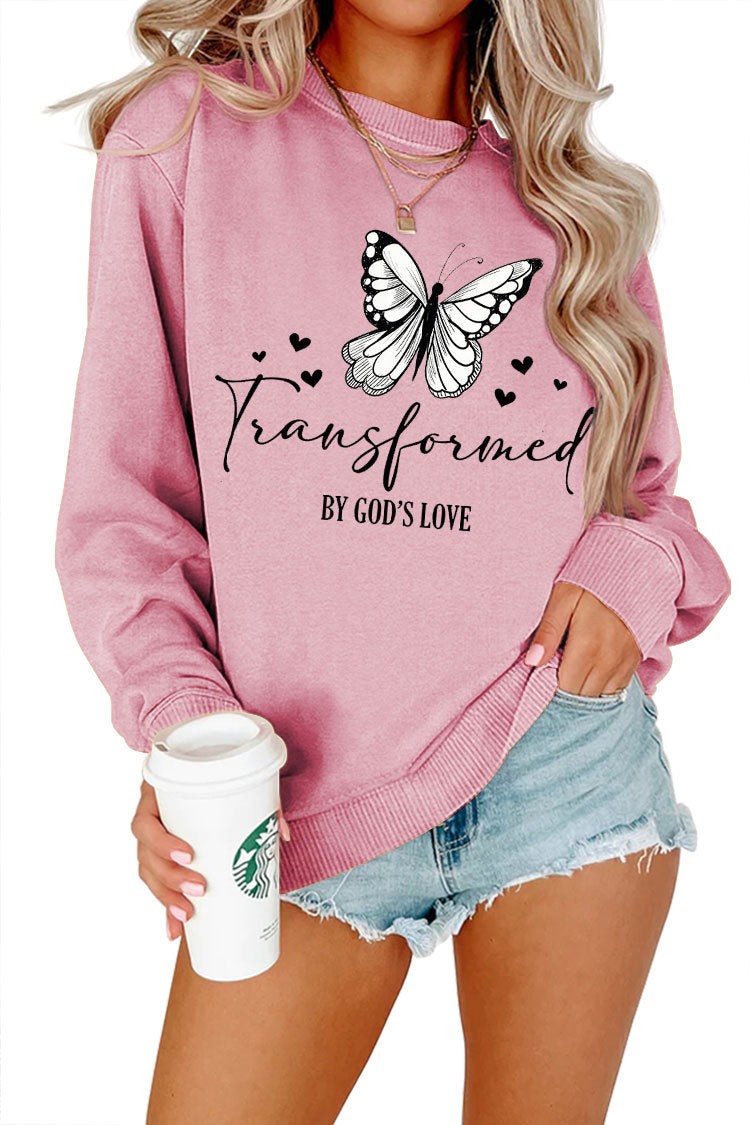 Damen Sweatshirt mit künstlerischem Schmetterlingsmotiv und inspirierendem Schriftzug
