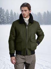 Herren modische bomberjacke mit Teddyfellkragen Aliams
