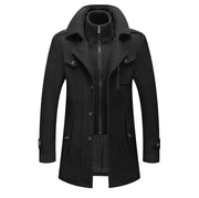 Herren eleganter Wollmantel mit abnehmbarer Kapuze Aliams