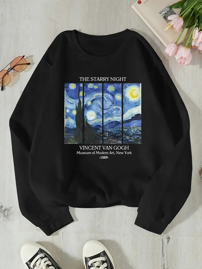 Damen Sweatshirt mit klassischem Van Gogh Kunstmotiv
