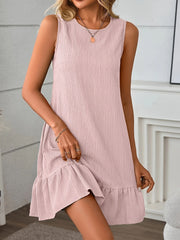 Damen lässiges Sommerkleid mit Rüschensaum und leichtem Material Heidi-Mode