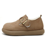 Damen Bequeme Slipper mit schnallenverzierung und weichem Fleece-Innenfutter