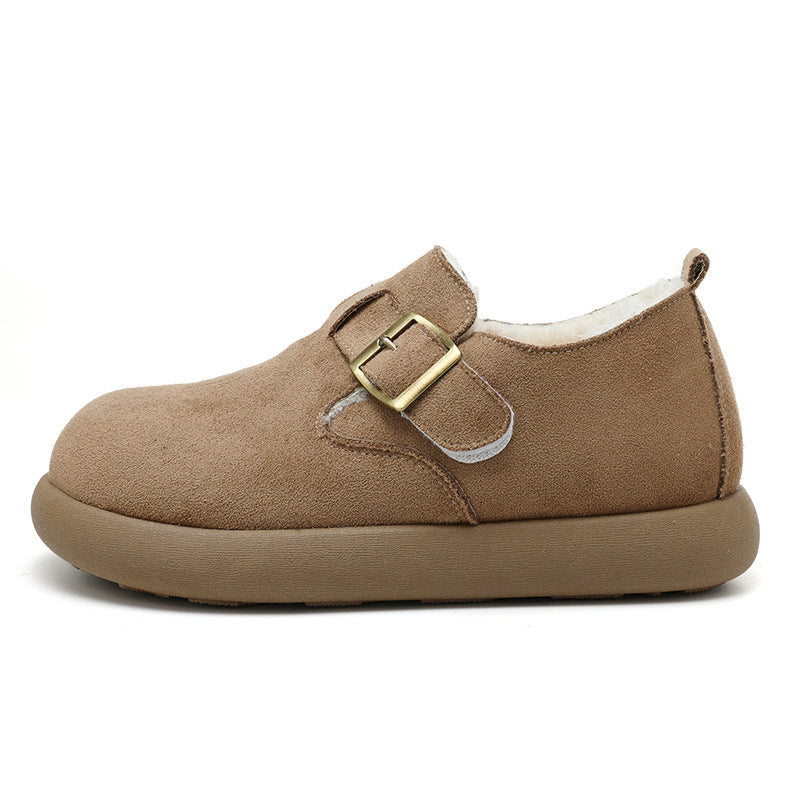 Damen Bequeme Slipper mit schnallenverzierung und weichem Fleece-Innenfutter