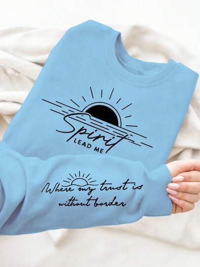 Damen Sweatshirt mit inspirierendem Druck und weich fließendem Stoff