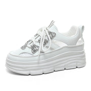 Damen Sportliche Plateau-Sneakers mit funkelnden Akzenten und trendigem Design