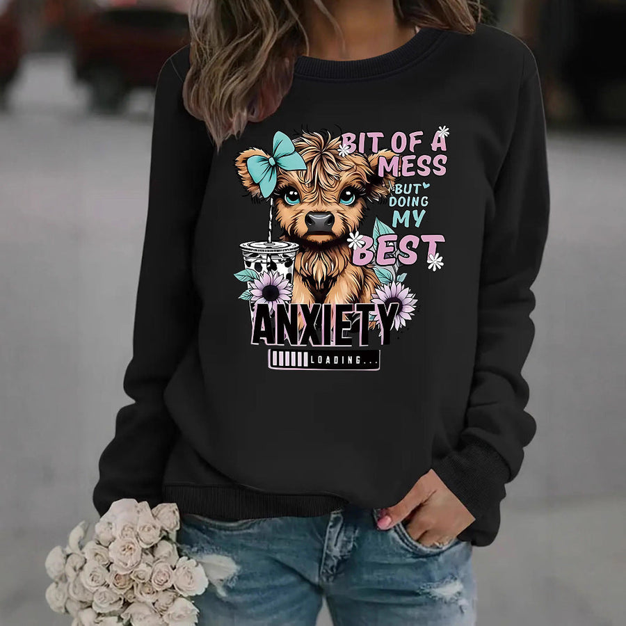 Damen Sweatshirt mit kreativem Hundedesign und inspirierendem Schriftzug