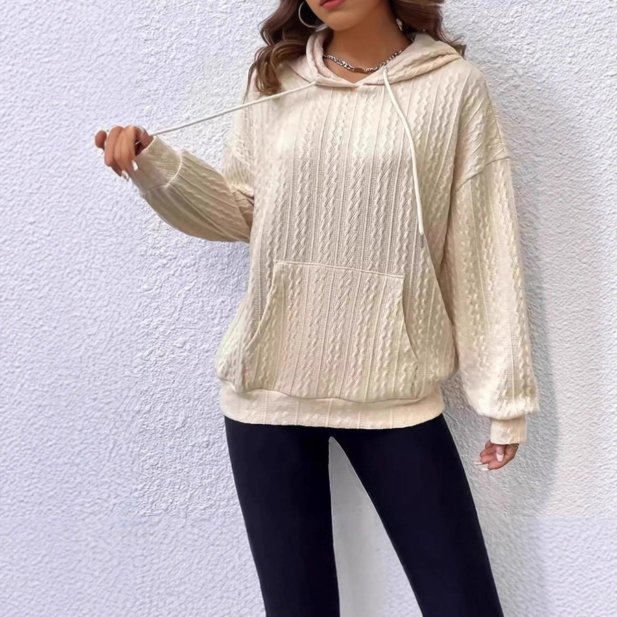 Damen Hoodie mit strukturiertem Strickdesign und bequemer Passform