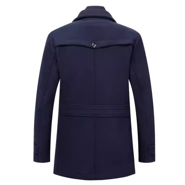 Herren eleganter Wollmantel mit abnehmbarer Kapuze Aliams