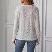 Damen Langarmshirt mit dekorativen Knöpfen und Struktur