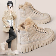 Damen High-Top Sneakers mit luxuriösem Kunstfellkragen und rutschfester Sohle