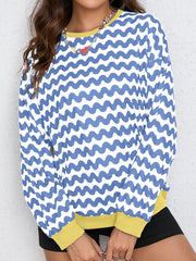 Damen farbenfrohes Sweatshirt mit Wellenmuster und sportlichem Schnitt