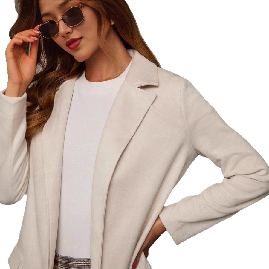 Damen Eleganter Longline Blazer aus Wildlederimitat