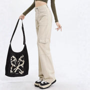 Damen Cargo-Jeans mit hoher Taille und praktischen Taschen