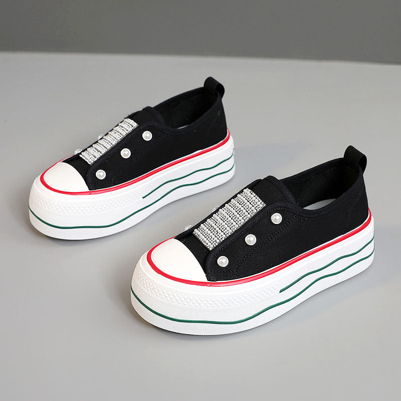 Damen trendige Slip-On Sneakers mit Glitzer-Applikationen