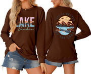 Damen Langarmshirt mit kreativem Lake-Motiv und lässiger Passform