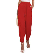 Damen elegante Mittel-Hosen mit elastischem Bund und weitem Bein