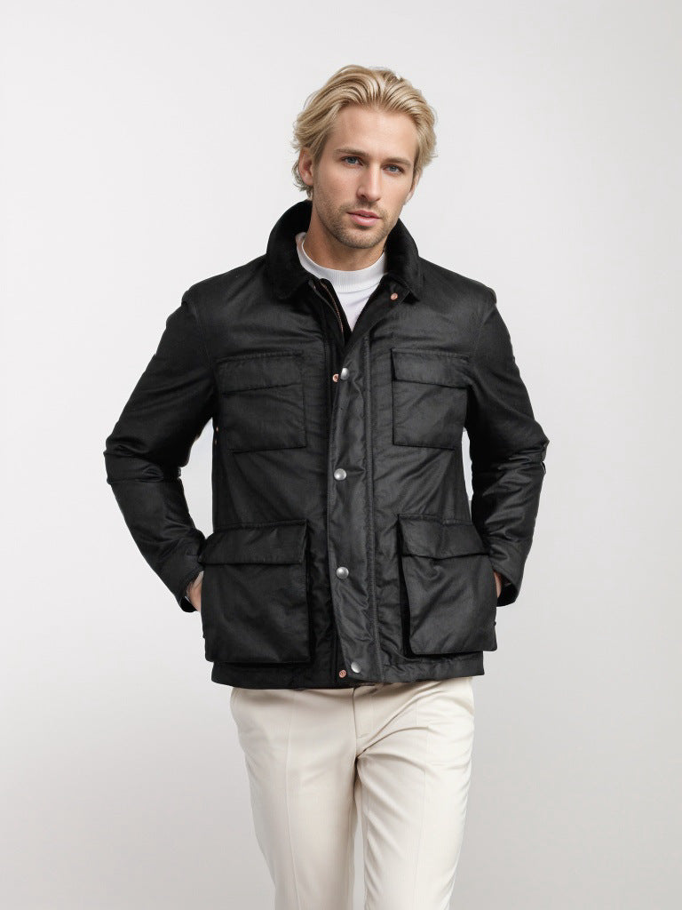 Herren wasserdichte Utilityjacke mit praktischem Stehkragen Aliams