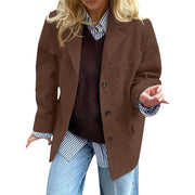 Damen eleganter Oversized-Blazer aus Wildlederimitat