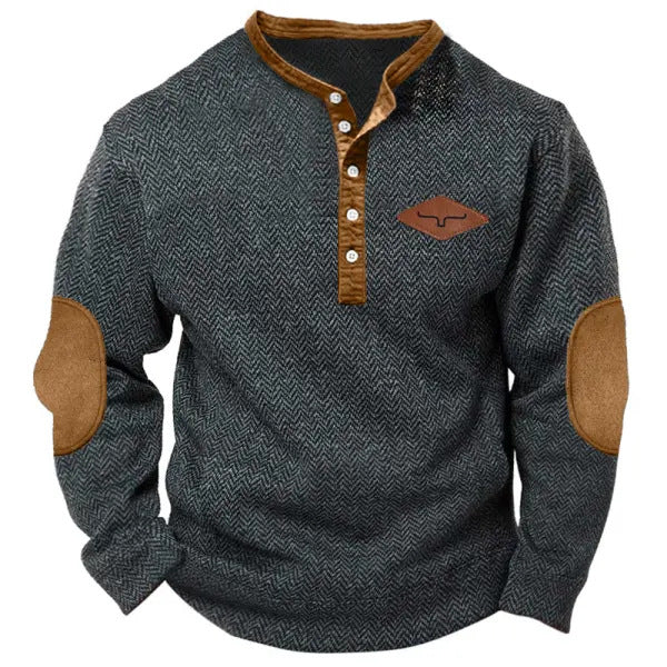Herren vielseitiger Baumwollpullover mit strukturiertem Kragen Aliams